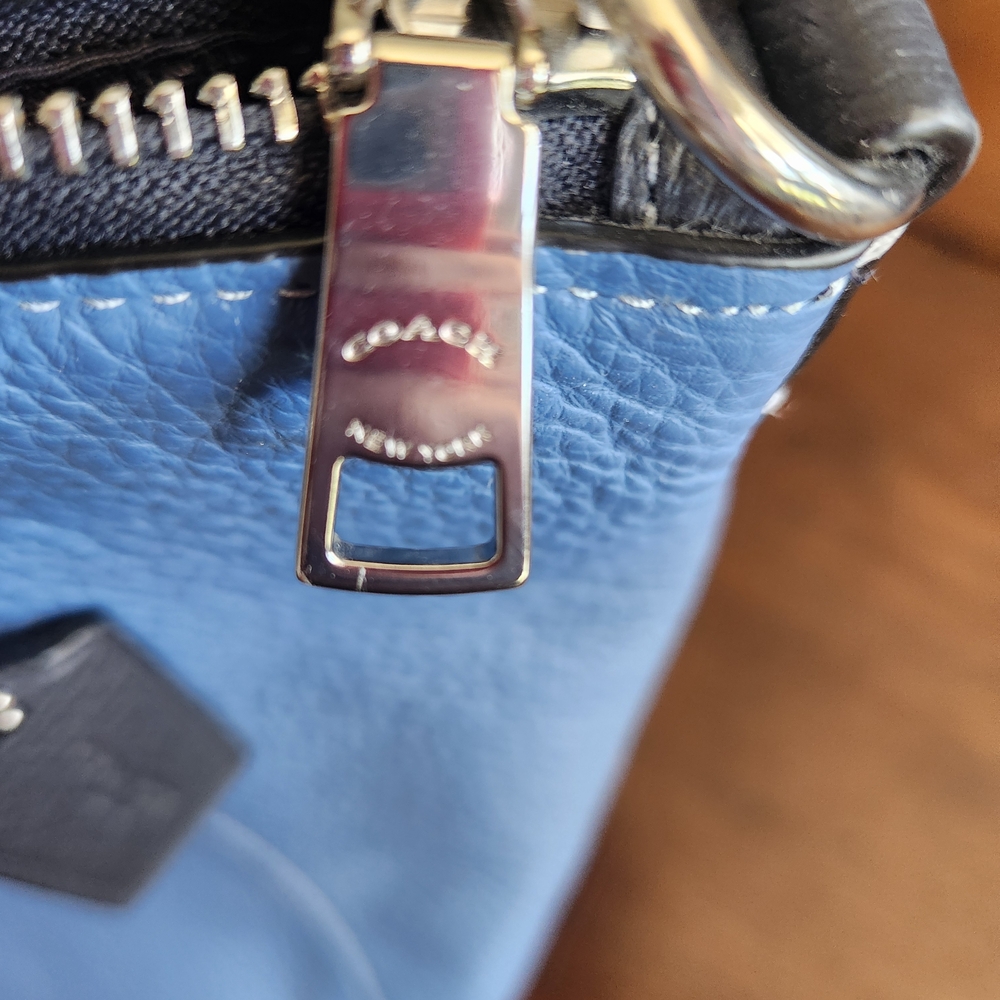 COACH Kacey Satchel Pebbled Leather Sky Blue - Picture 4 of 13